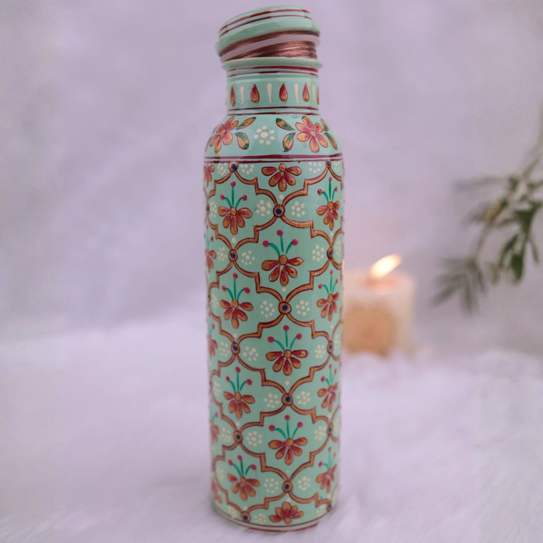 Artisan Hand-Painted Copper Water Set