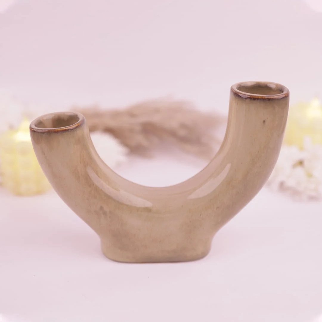 Minimalist Arch Double Spout Ceramic Flower Vase