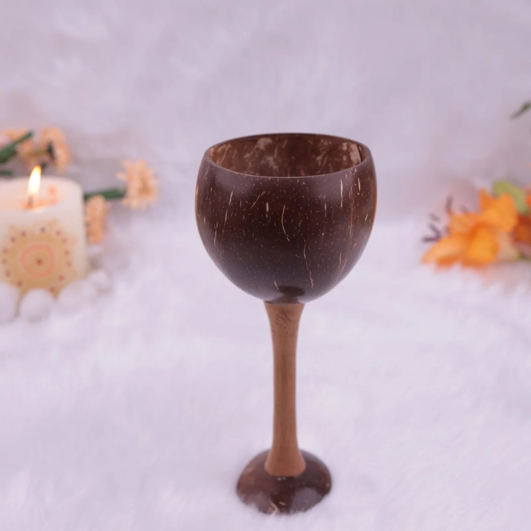 Handcrafted Coconut Shell Wine Glass.